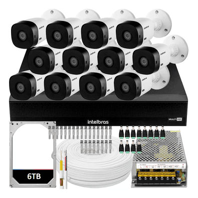 Kit 12 Câmeras Intelbras Vhl 1220 Full Hd 20m Dvr 1016-c 6tb