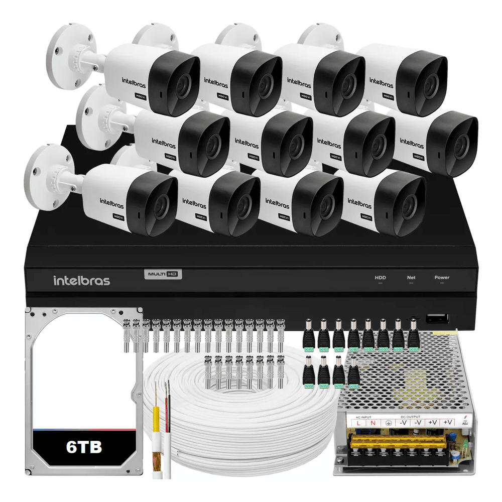 Kit Cftv Monitoramento 12 Cameras Segurança Intelbras Mhdx 1216 6 Tera