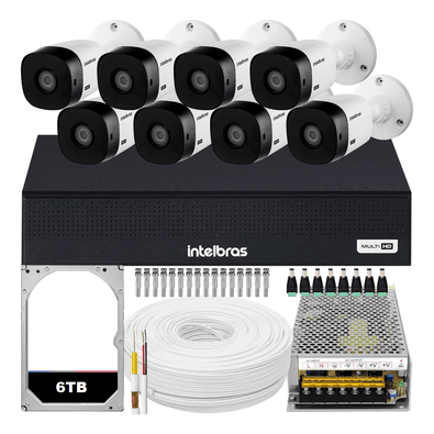 Kit Cftv 8 Cameras Segurança Full Hd Vhl 1220 Dvr Intelbras 3008 6tb