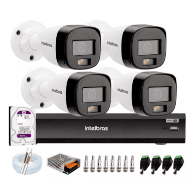 Kit Intelbras 4 Cameras Segurança 1220b Full Color Dvr Imhdx 3008 + Hd 2TB Purple