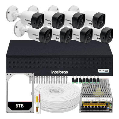 Kit Cftv 8 Cameras Segurança Intelbras Residencial Hd 6 Tera