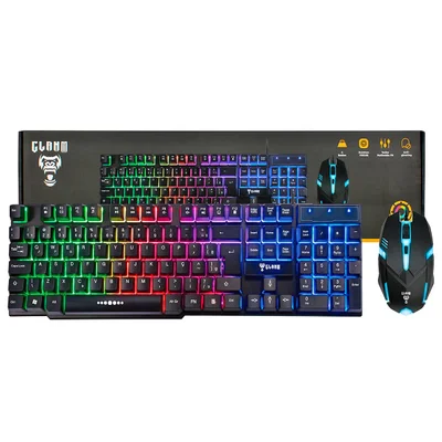 Kit Teclado Abnt2 LED Rainbow Anti-ghosting + Mouse 4 Botões 2400dpi Blacknox Gamer Clanm