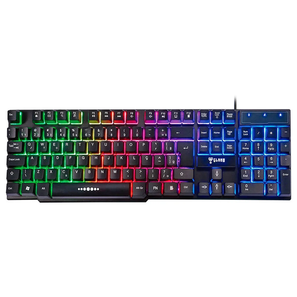 Imagem 2 de 5 do produto Kit Teclado Abnt2 LED Rainbow Anti-ghosting + Mouse 4 Botões 2400dpi Blacknox Gamer Clanm