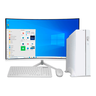 Computador Gamer PC Slim Branco I7 8ª 32gb Ram Ddr4 SSD 960gb Monitor 23 Curvo Gt730 4gb