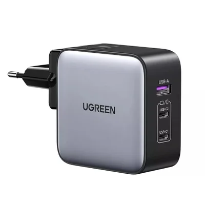 Carregador Rápido Ugreen Turbo Max. 65w 3 Em 1 Usb A/c Preto