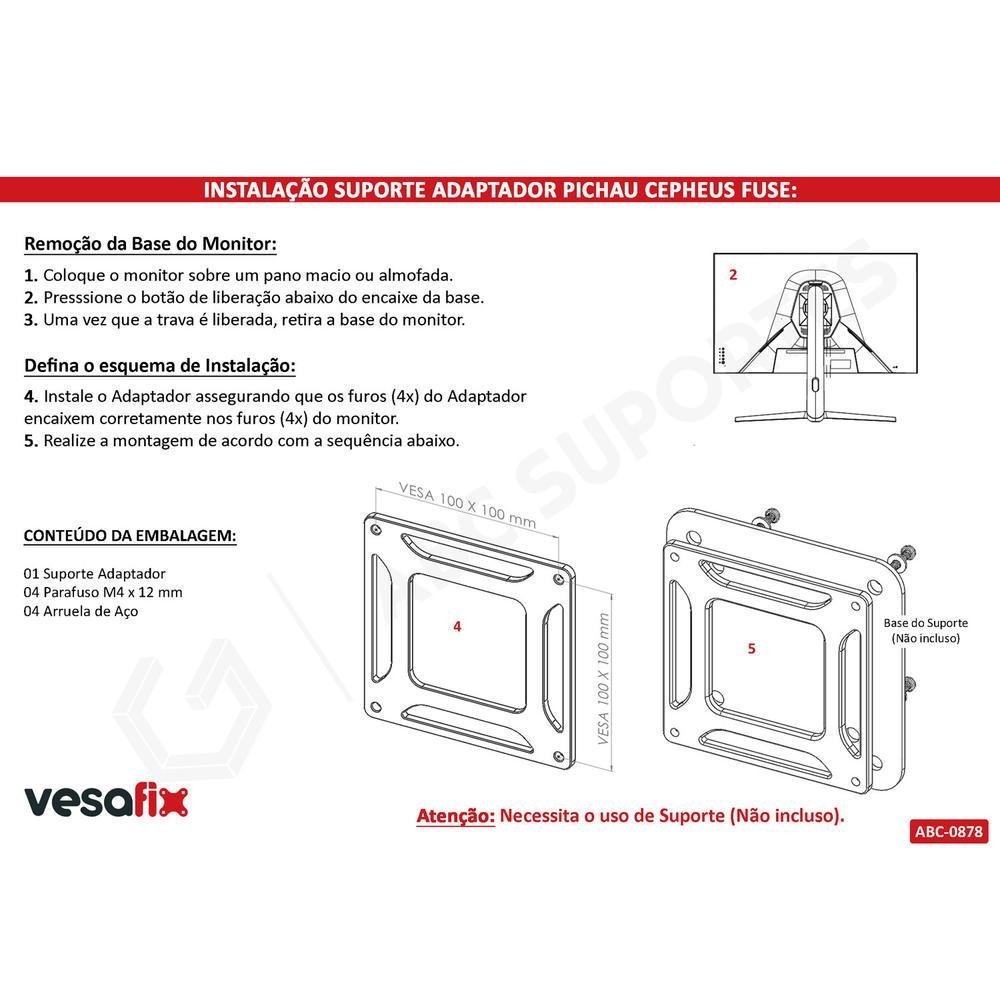 Imagem 3 de 5 do produto Adaptador Vesa Monitor Pichau Cepheus Fuse 32 " Pg-cfvfse32-bl01