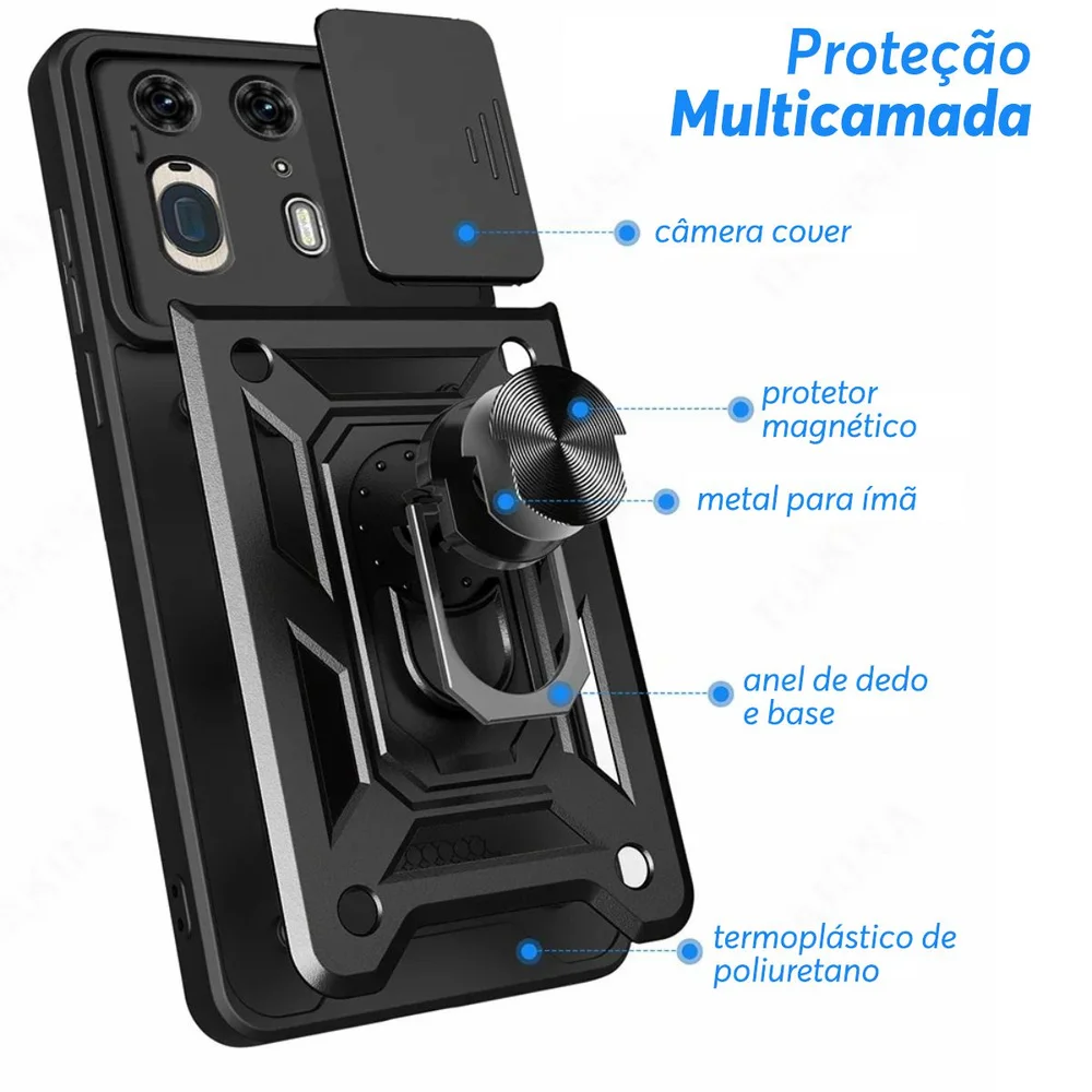 Imagem 4 de 5 do produto Capa Militar P/ Motorola Moto Edge 50 Ultra - Capinha Case Protetora Anti Impacto Queda Armadura Resistente