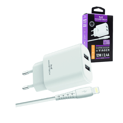 Carregador C/ Cabo Lightning 2.4a 12w Branco Maketech Cm-19i