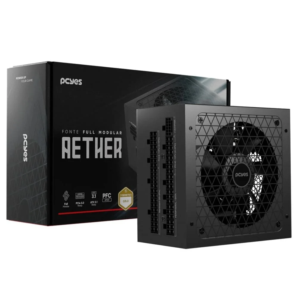 Fonte Gamer PCyes Aether 850w Full Modular Cybernetics Gold Pfc Ativo - 850wfmg