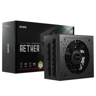 Fonte Gamer PCyes Aether 1000w Full Modular Cybernetics Gold Pfc Ativo - 1000wfmg
