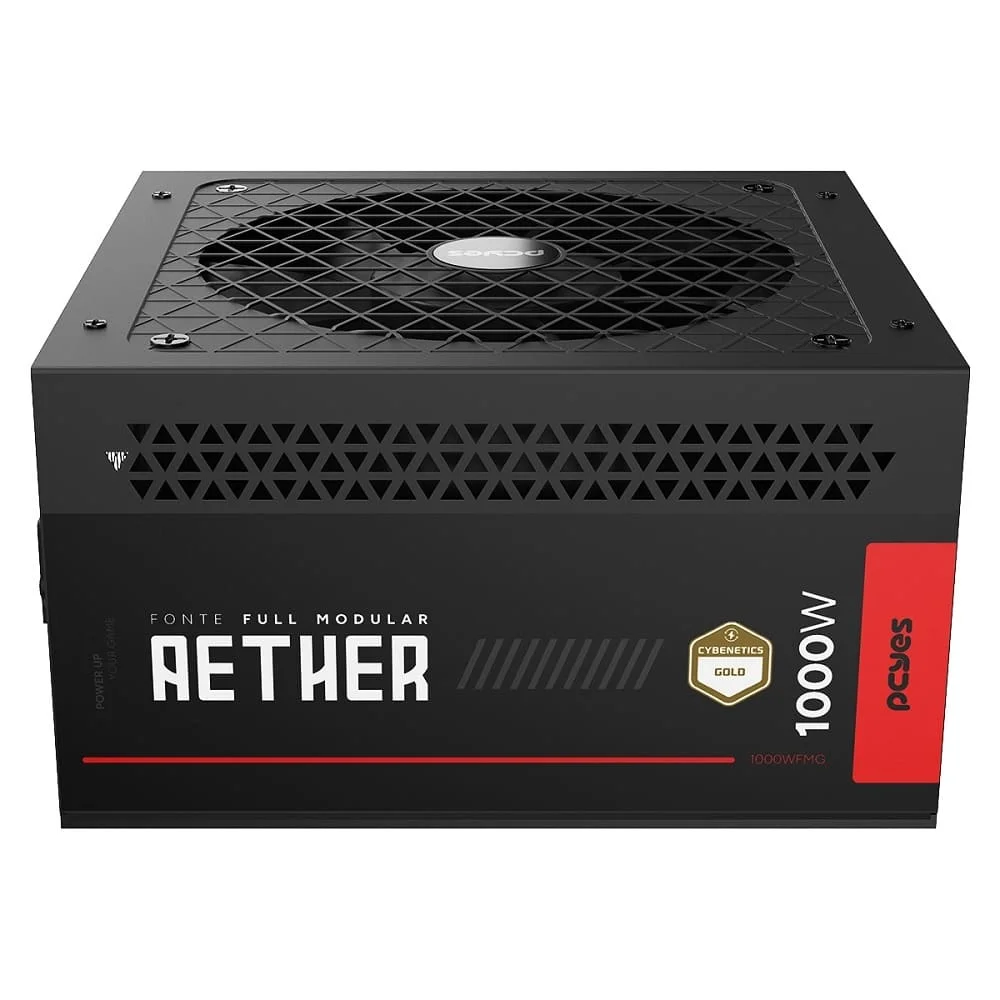 Imagem 3 de 5 do produto Fonte Gamer PCyes Aether 1000w Full Modular Cybernetics Gold Pfc Ativo - 1000wfmg
