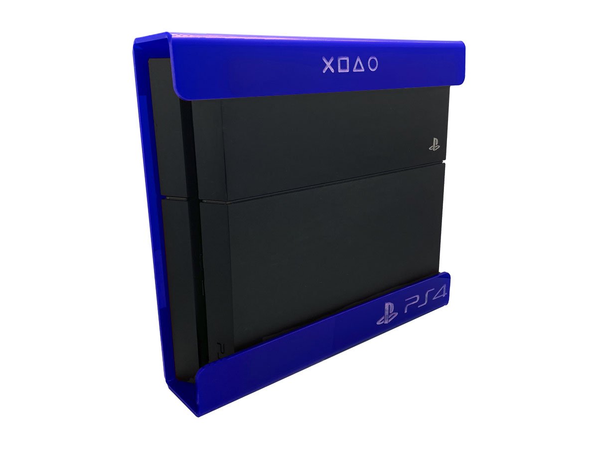 Suporte Parede Console Playstation 4 Slim - Ps4 Slim - Material Acrílico Azul