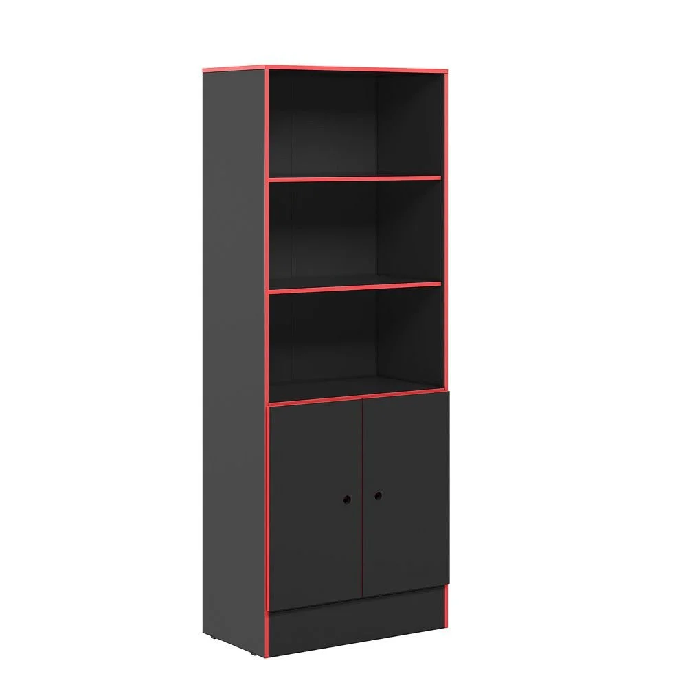 Imagem 3 de 5 do produto Conjunto Armário Organizador 2 Portas 2 Prateleiras E Mesa Escrivaninha P/ Computador Gamer 4095 / 3875