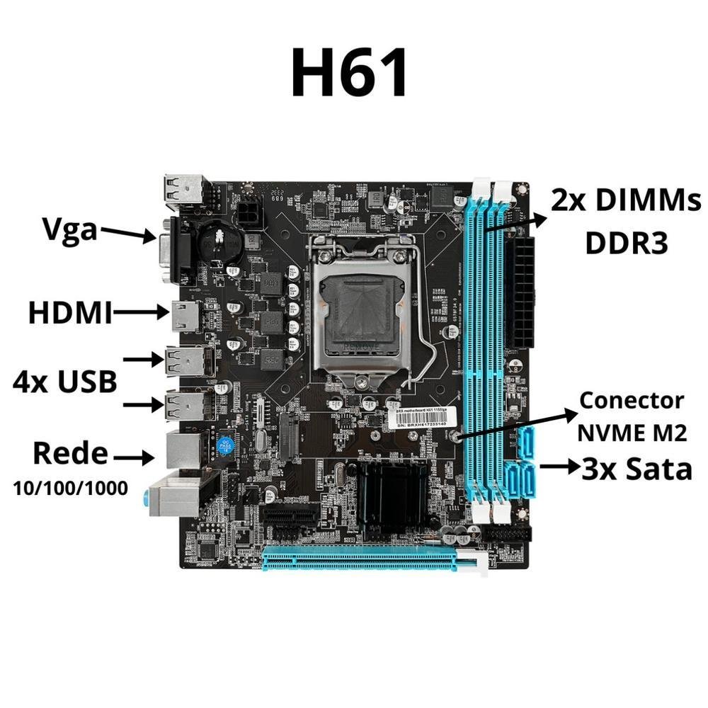 PC CPU Intel I5 3470/ Placa H61 S/memória S/HD PC CPU Intel I5 3470/ Placa H61 S/memória S/HD