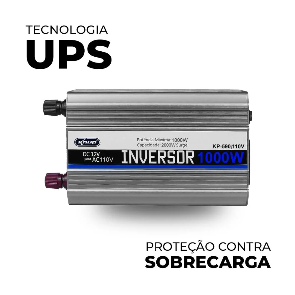 Imagem 4 de 5 do produto Inversor De Tensão 1000w 110v Função Ups Onda Trapezoidal Pwm
