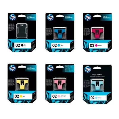 Cartucho De Tinta Hp 02 kit De 6 Cores Preto, Ciano, Magenta, Amarelo, Ciano Claro, Magenta Claro | Photosmart C5180