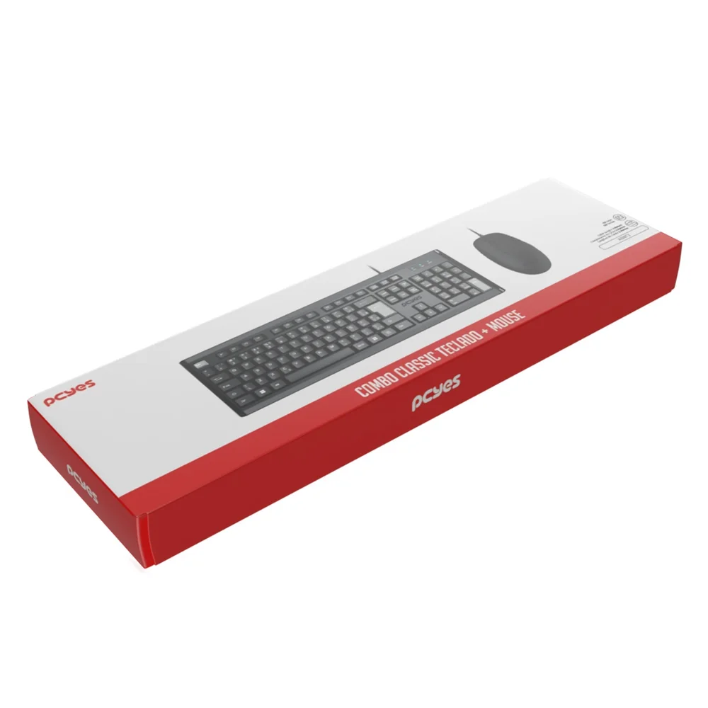Imagem 3 de 5 do produto Kit Teclado E Mouse PCyes Classic Usb - Cabo 2 Metros - Kcbk