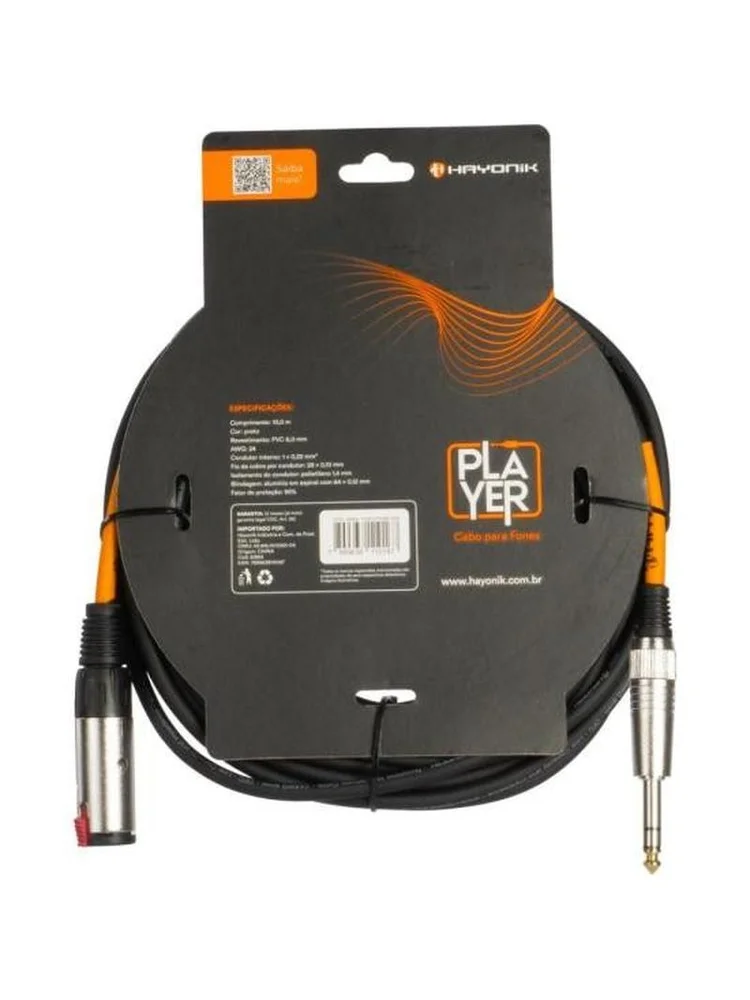 Imagem 2 de 5 do produto Cabo Extensor Player P10 (f) X P10 (m) 10m Preto Hayonik