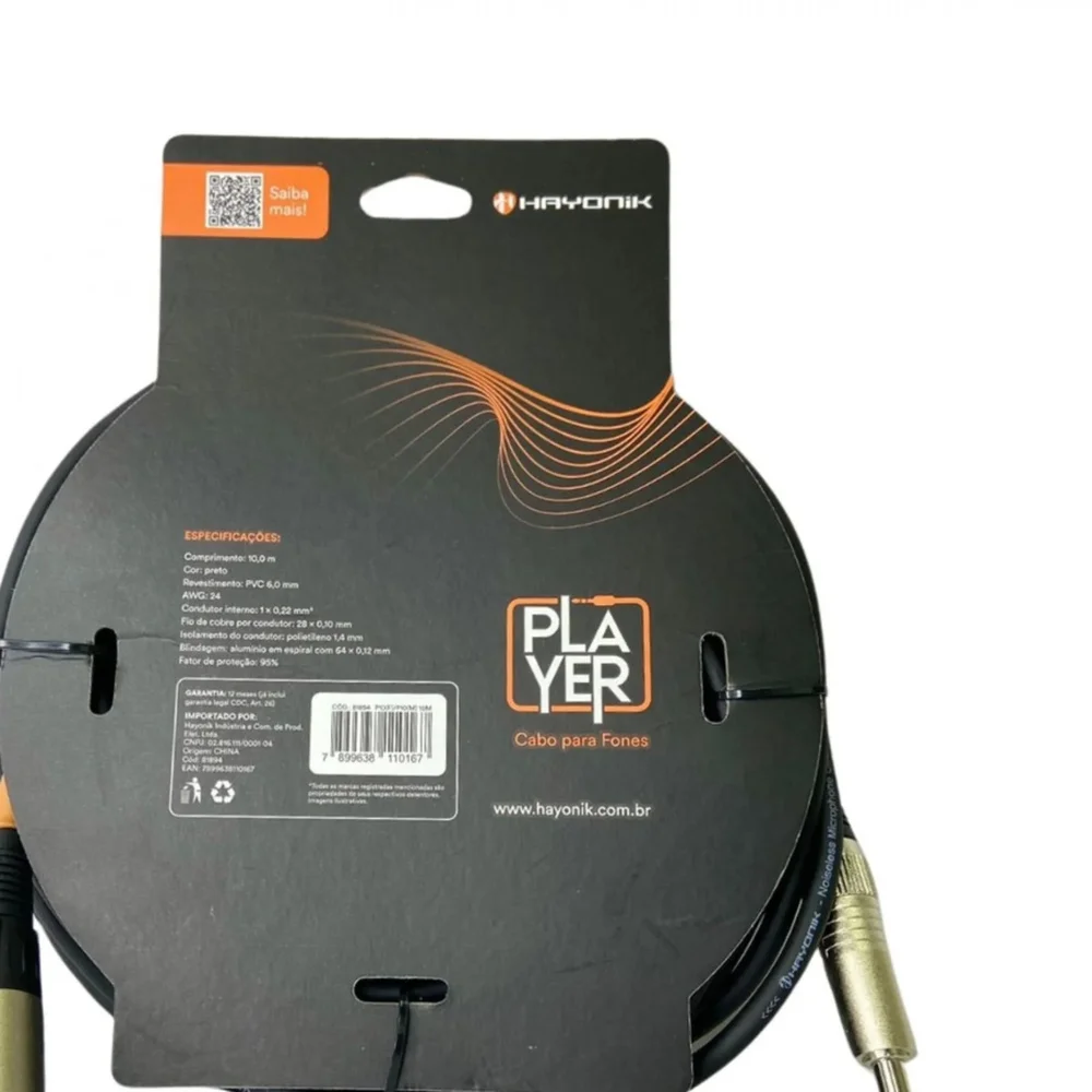 Imagem 5 de 5 do produto Cabo Extensor Player P10 (f) X P10 (m) 10m Preto Hayonik