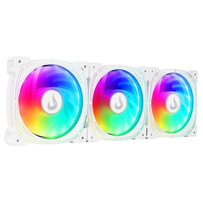 Imagem 3 de 5 do produto Kit Com 3 Ventoinhas Rise Mode Aura frost Pro, 120mm, ARGB, Branco - RM-CF-02-ARGB