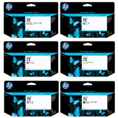Cartucho De Tinta Hp 72 Kit 6 Cores Preto Fotográfico, Magenta, Ciano, Amarelo, Cinza, Preto Fosco | Designjet T610 T770