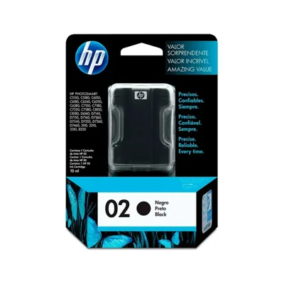 Cartucho De Tinta Hp 02 c8721a c8721wl Preto | Photosmart C5180 C6180 C7180