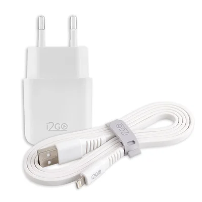 Kit Carregador De Parede + Cabo Lightning I2go 2,4a Branco