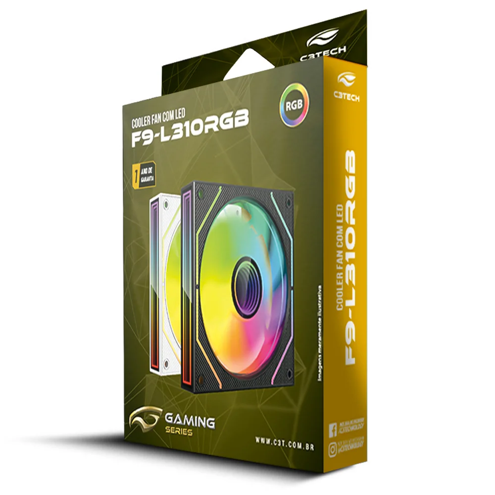 Cooler Fan F9-l310whRGB Gaming 12cm C3tech - Branco 5