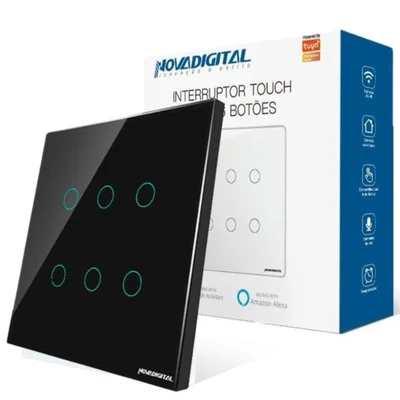 Interruptor Inteligente 4x4 Zigbee 6 Botões Touch Compatível com Alexa Google Assistent