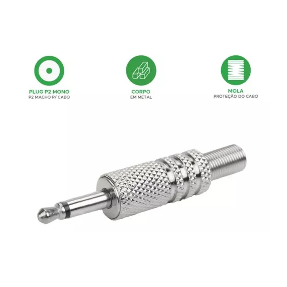 Imagem 4 de 5 do produto 10 Peças Plug P2 Mono Metal C/mola