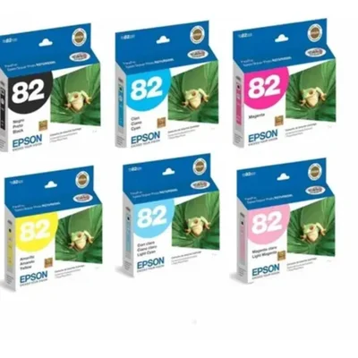 Cartucho De Tinta Epson To82 Kit 6 Cores Preto, Magenta, Ciano, Amarelo, Magenta Claro, Ciano Claro | R270 R290 Rx390