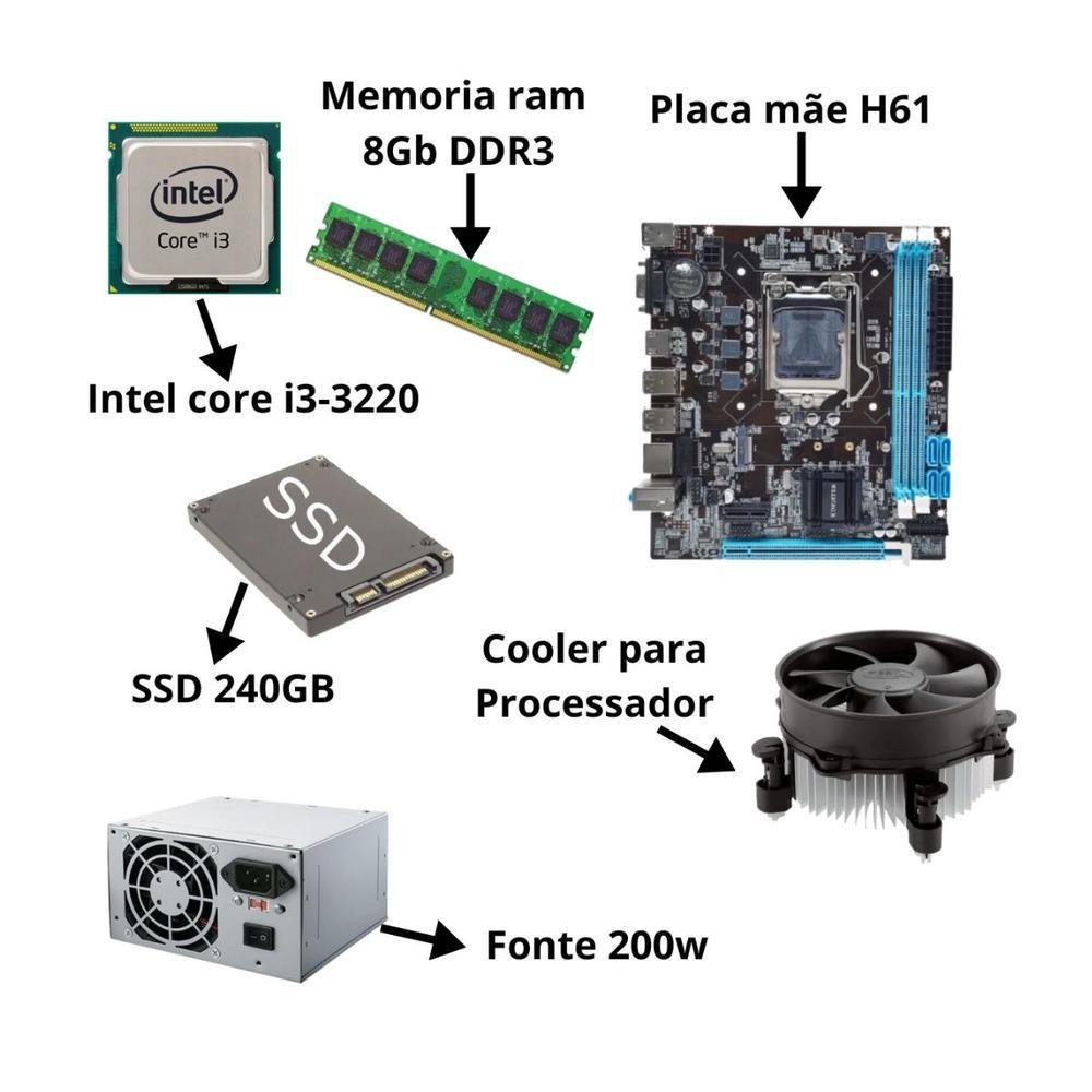 PC CPU Intel I5 3470 , Placa H61 , 8GB ,SSD 240GB PC CPU Intel I5 3470 , Placa H61 , 8GB ,SSD 240GB