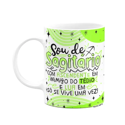 Caneca Divertida Signos - Sou De Sagitário - 325ml Branca