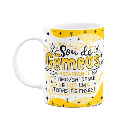 Caneca Divertida Signos - Sou De Gêmeos - 325ml Branca