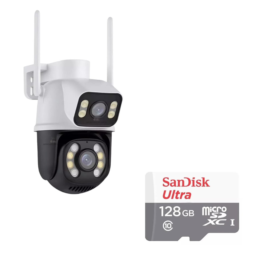 Câmera Importada Wi-fi Smart  Lente Dupla Externa Cartão De Memória 128GB