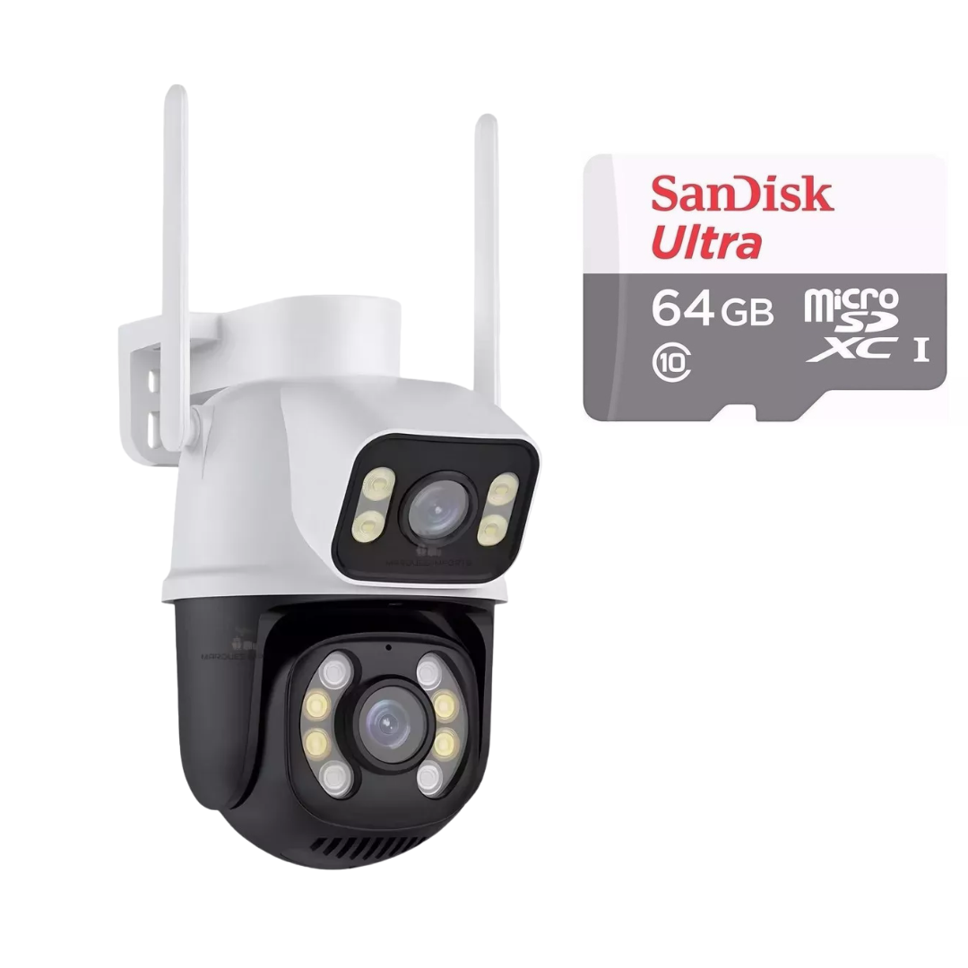 Câmera Importada Wi-fi Smart Lente Dupla Externa Cartão De Memória 64gb