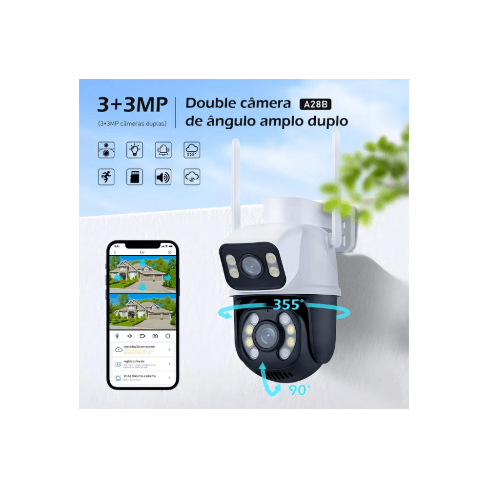 Imagem 2 de 5 do produto Kit 2 Câmera Importada Wi-fi Smart Lente Dupla Externa Cartão De Memória 64gb