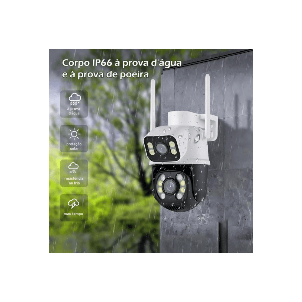 Imagem 3 de 5 do produto Kit 2 Câmera Importada Wi-fi Smart Lente Dupla Externa Cartão De Memória 64gb