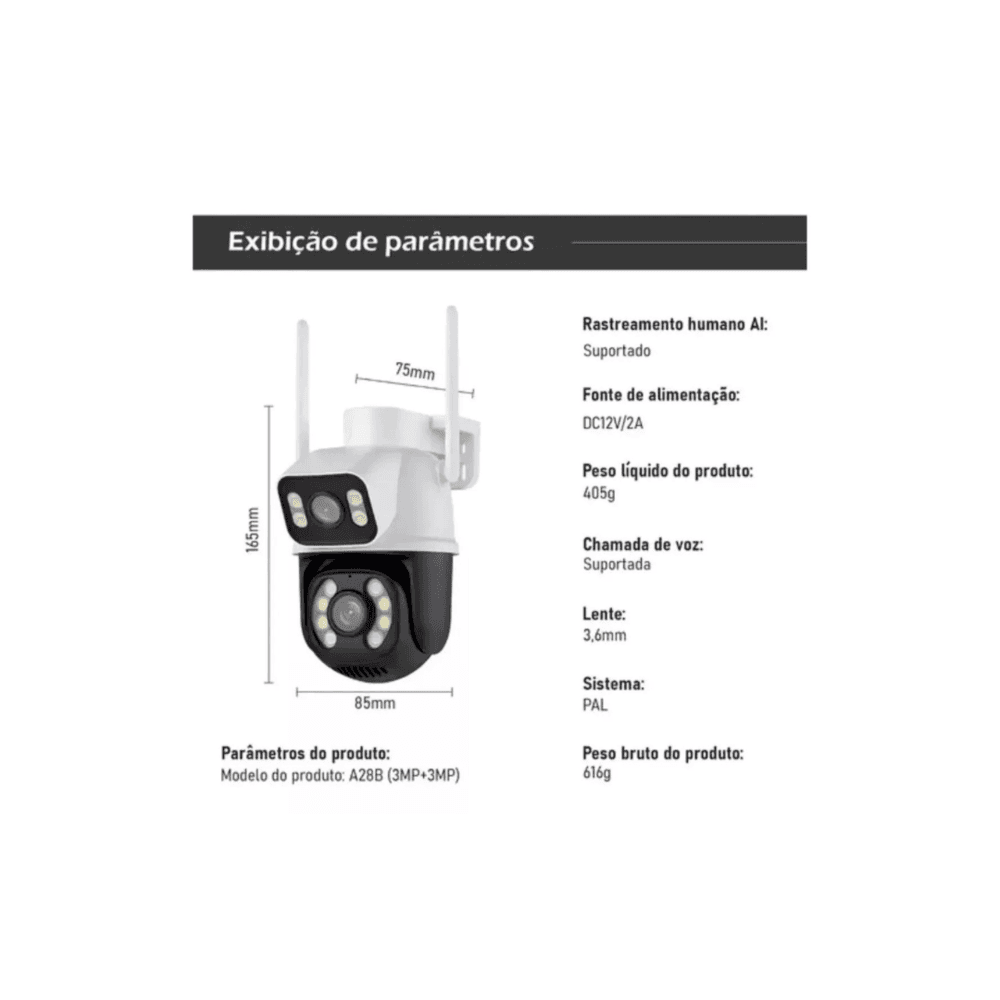 Imagem 4 de 5 do produto Kit 2 Câmera Importada Wi-fi Smart Lente Dupla Externa Cartão De Memória 64gb
