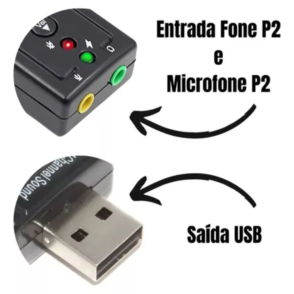 Imagem 3 de 5 do produto Adaptador De Som Usb 2.0 Externo Virtual 7.1 Canais