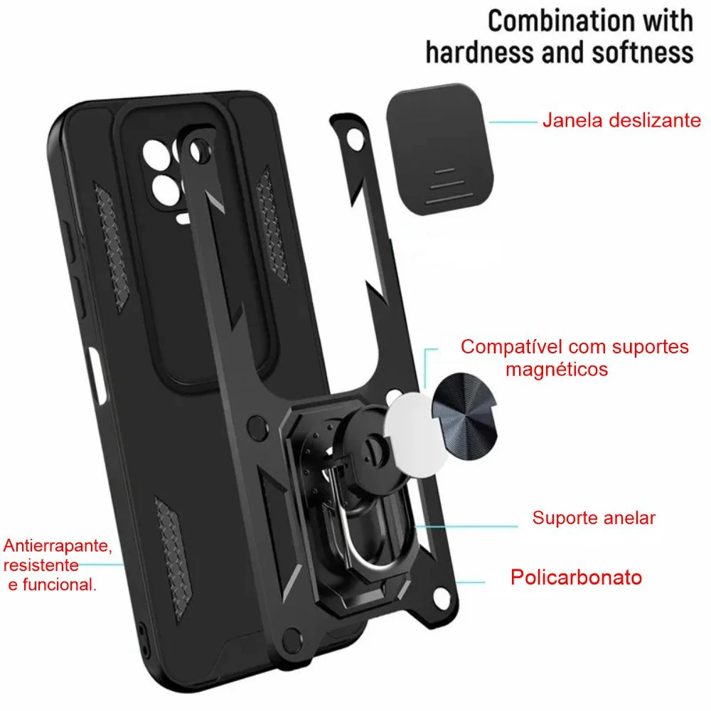 Imagem 2 de 5 do produto Capa Militar P/ Redmi Note 9s - Capinha Case Protetora Anti Impacto Queda Armadura Resistente