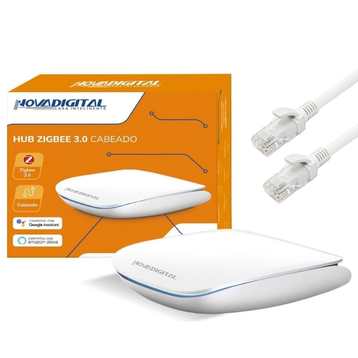 Hub Central Zigbee Cabeado Conexão Rj45 Wi-fi Smart Life Tuya Compatível Alexa e Google Assistente Novadigital HNZ-CB