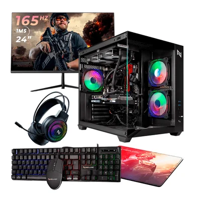 PC Gamer Completo Amd Ryzen 5 5500 16gb 3200mhz (rx 6600 8GB) SSD 1TB, 500w 80 Plus, Monitor 24 165hz 1ms, Neologic Aquarium - Nli87530 U Unica Unica