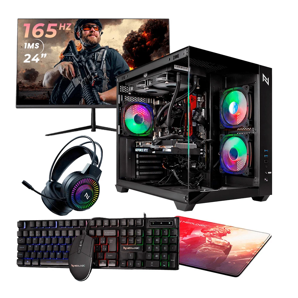 PC Gamer Completo Amd Ryzen 5 5500 16gb 3200mhz (rx 6600 8GB) SSD 1TB, 500w 80 Plus, Monitor 24 165hz 1ms, Balão.info Aquarium - Nli87530 U Unica Unica