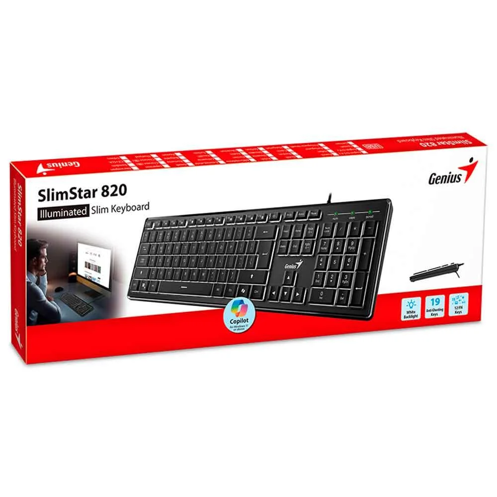 Imagem 5 de 5 do produto Teclado Multimida Genius Slimstar 820 Preto Abnt 2