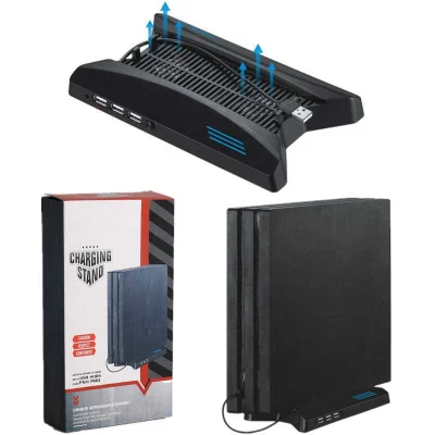 Cooler Playstation 4 Pro Suporte Carregador Hub 3 Usb Base