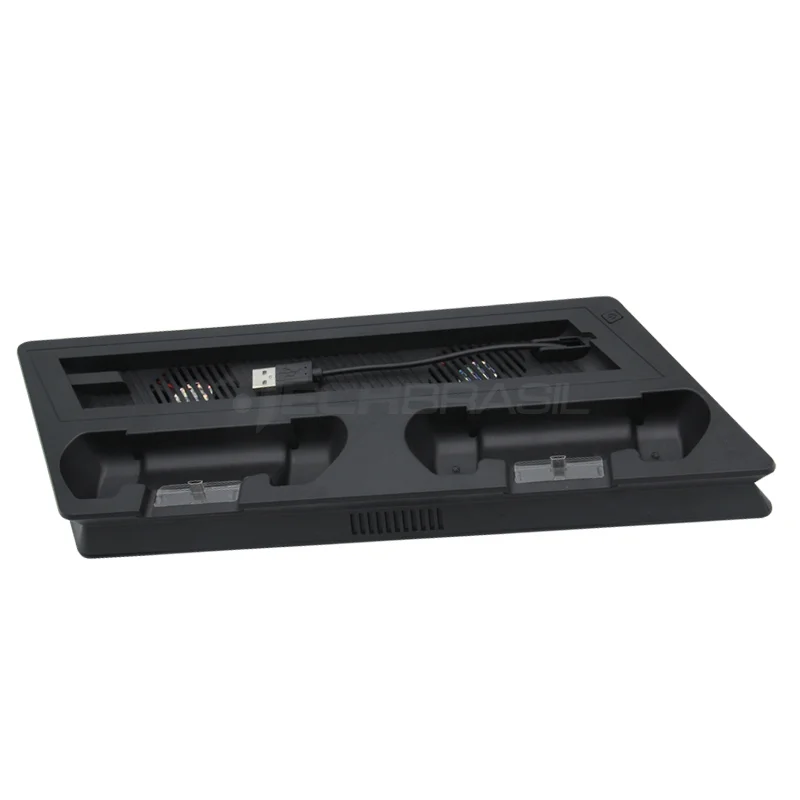 Base Suporte Cooler Carregador 3 Usb Playstation 4 Ps4 Slim Preto