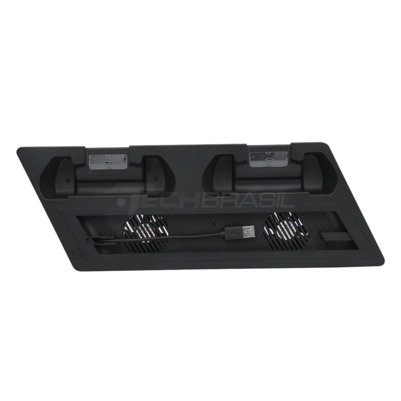 Base Suporte Cooler Carregador 3 Usb Playstation 4 Ps4 Slim Preto