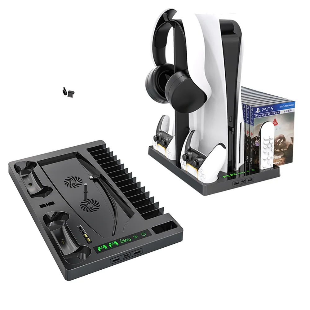 Suporte Multifunção Cooler Carregador 3 Usb Playstation 5 Digital Ultra Base