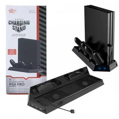 Base Vertical Carregador Suporte Cooler Hub 3 Usb Para Playsation 4 Ps4 Pro
